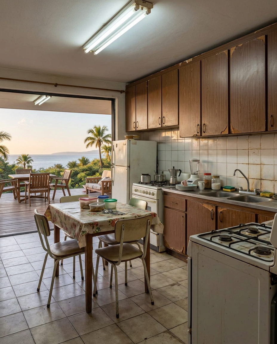 Cocina con isla en Bello Horizonte, antes